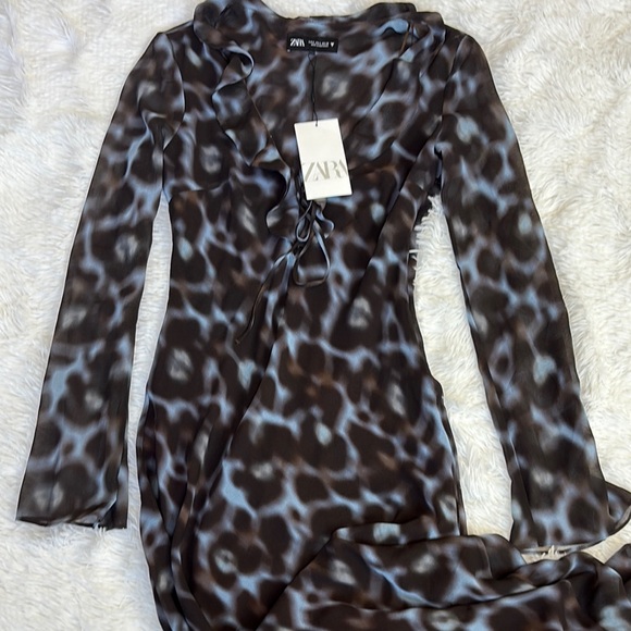 Zara Black and Gray Cowl Neck Bell Sleeve Gown - Picture 6 of 8